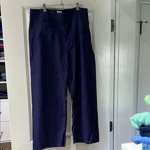 Navy Blue Wide-Leg Chinos with Soft Fabric